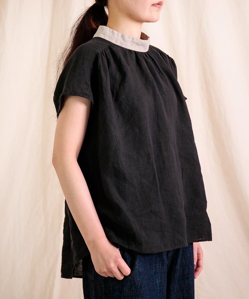 prit（プリット）の「[prit] フレンチリネンキャンバス クレリックスリーブレスプルオーバー（シャツ/ブラウス・レディース・ライトグレー/ブラック・FREE）」の3枚目の写真
