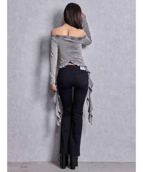 GYDA（ジェイダ）の「GG SIDE DRAPE EDGEオフショルトップス（Tシャツ/カットソー・レディース・ネイビー/チャコールグレー/オフホワイト・FREE）」の9枚目の写真