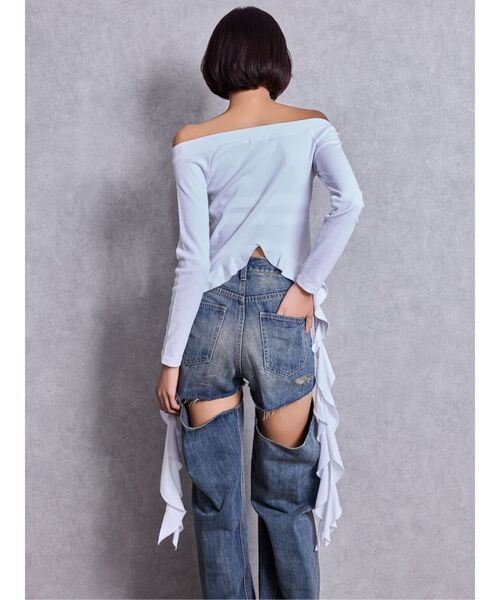 GYDA（ジェイダ）の「GG SIDE DRAPE EDGEオフショルトップス（Tシャツ/カットソー・レディース・ネイビー/チャコールグレー/オフホワイト・FREE）」の15枚目の写真