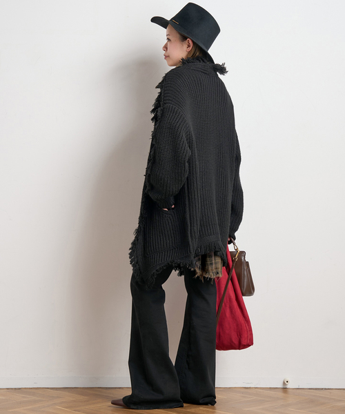 R13/アールサーティーン】SHREDDED SEAM DROP NECK SHIRT（シャツ