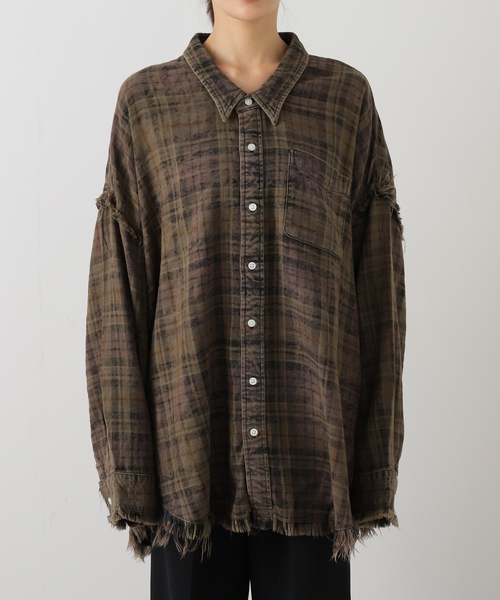 R13（アールサーティーン）の「*【R13/アールサーティーン】SHREDDED SEAM DROP NECK SHIRT（シャツ/ブラウス・レディース・ブラウン・FREE）」の16枚目の写真