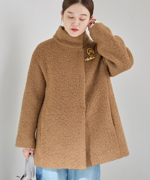 新品タグ付き【イエナ】2024AW ループインレイ ショートコート ブラウン 2024AW】IENA ループインレイ ショートコート ブラウン ゆったり S