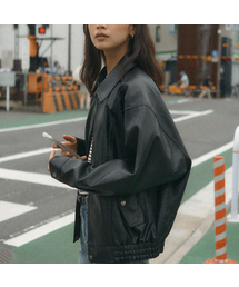 Faux leather overfit jumper_Black