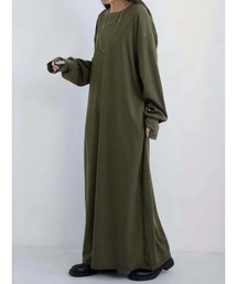 バックスリット ビッグサイズ リブロングワンピース