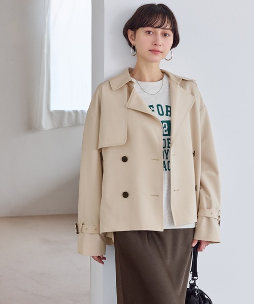 ROPE' PICNIC（ロペピクニック）の「ショート丈トレンチコート/撥水・花粉ガード（トレンチコート・レディース・ベージュ/ネイビー/カーキ・FREE）」の7枚目の写真