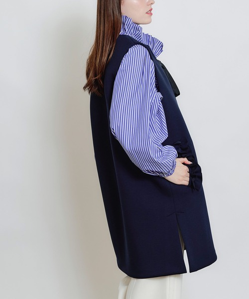 PICCIN PERLA（ピッチンペルラ）の「ポケットフリルジレ（ベスト・レディース・ブラック/オフホワイト/ネイビー・M）」の21枚目の写真