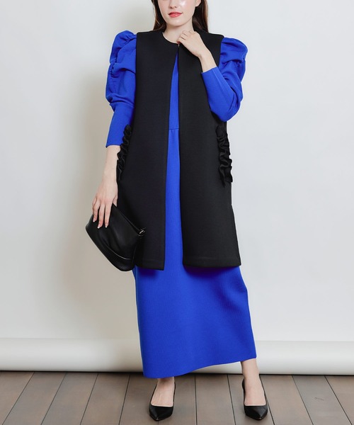 PICCIN PERLA（ピッチンペルラ）の「ポケットフリルジレ（ベスト・レディース・ブラック/オフホワイト/ネイビー・M）」の15枚目の写真