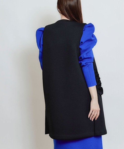 PICCIN PERLA（ピッチンペルラ）の「ポケットフリルジレ（ベスト・レディース・ブラック/オフホワイト/ネイビー・M）」の13枚目の写真