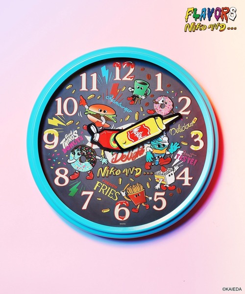 FLAVORS】コラボ ウォールクロックブルー（掛け時計）｜niko and