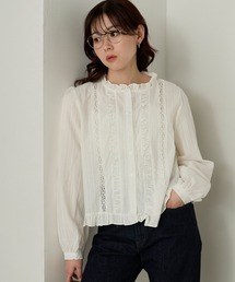 【Cherir Mignon】フリルレースクロップドブラウス