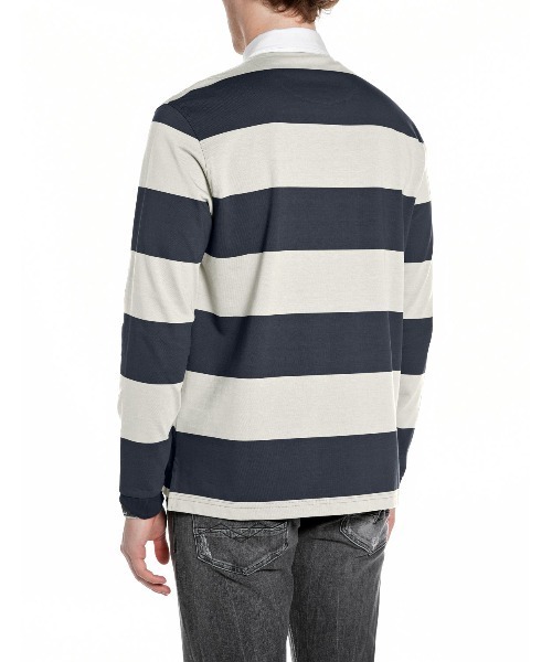 REPLAY（リプレイ）の「プレッピーラガーシャツ（ポロシャツ・メンズ・ネイビー×ホワイト・SMALL/MEDIUM/LARGE/X-LARGE）」の2枚目の写真