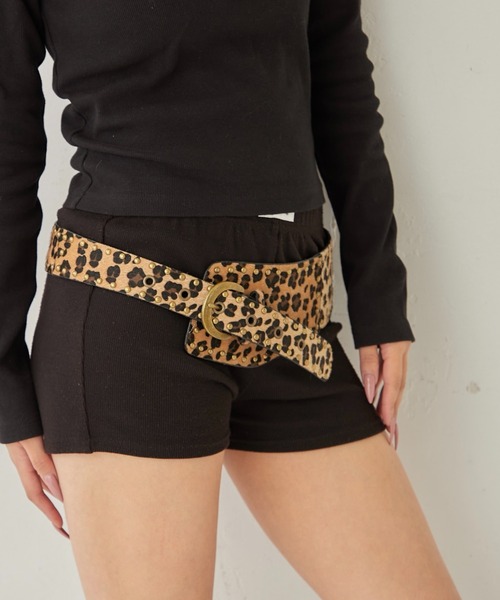 WHO'S WHO gallery（フーズフーギャラリー）の「スタッズワイドベルト（ベルト・レディース・レオパード/ブラック/ブラウン・FREE）」の10枚目の写真