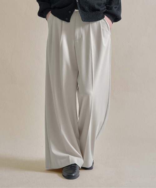 epnok（エプノック）の「2タックワイドストレートバギースラックス（スラックス・メンズ・チャコールグレー/ブラック/オフホワイト・SMALL/MEDIUM/LARGE）」の4枚目の写真