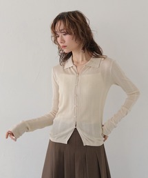 CLEIO（クレイオ）の「【CLEIO】ランダムリブスパンコールシアーポロニット RANDOM RIB SEQUIN SHEER POLO KNIT（ポロシャツ）」