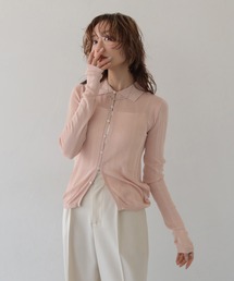CLEIO（クレイオ）の「【CLEIO】ランダムリブスパンコールシアーポロニット RANDOM RIB SEQUIN SHEER POLO KNIT（ポロシャツ）」