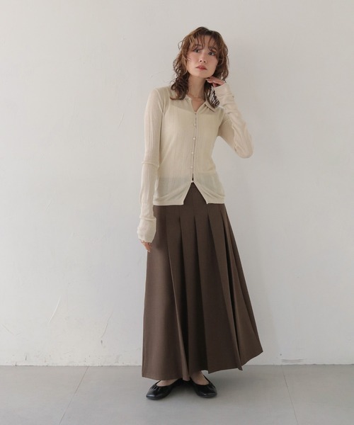 CLEIO（クレイオ）の「【CLEIO】ランダムリブスパンコールシアーポロニット RANDOM RIB SEQUIN SHEER POLO KNIT（ポロシャツ・レディース・ホワイト系その他/ピンク/ネイビー・FREE）」の10枚目の写真