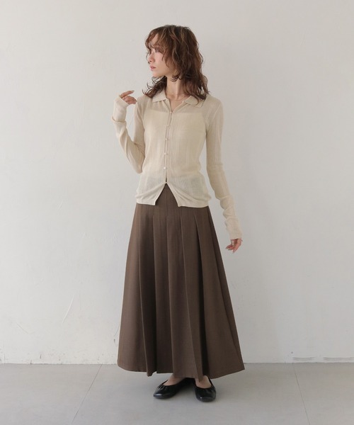 CLEIO（クレイオ）の「【CLEIO】ランダムリブスパンコールシアーポロニット RANDOM RIB SEQUIN SHEER POLO KNIT（ポロシャツ・レディース・ホワイト系その他/ピンク/ネイビー・FREE）」の8枚目の写真