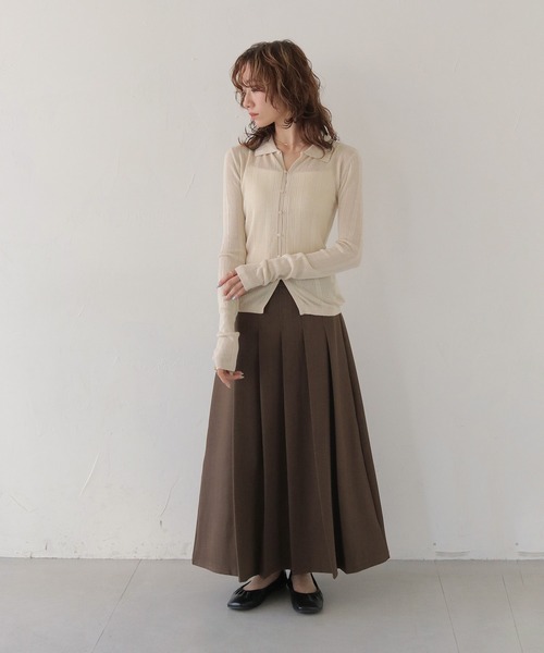 CLEIO（クレイオ）の「【CLEIO】ランダムリブスパンコールシアーポロニット RANDOM RIB SEQUIN SHEER POLO KNIT（ポロシャツ・レディース・ホワイト系その他/ピンク/ネイビー・FREE）」の9枚目の写真