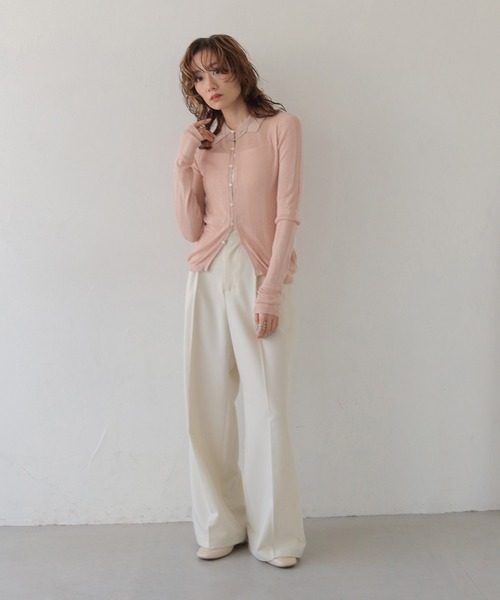 CLEIO（クレイオ）の「【CLEIO】ランダムリブスパンコールシアーポロニット RANDOM RIB SEQUIN SHEER POLO KNIT（ポロシャツ・レディース・ホワイト系その他/ピンク/ネイビー・FREE）」の21枚目の写真