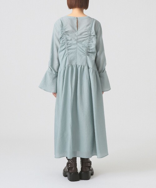 Ray BEAMS（レイビームス）の「【4/2値下げ】シアー ドロスト ギャザー ワンピース［洗える］（ワンピース・レディース・ブルー/ブラック・ONE SIZE）」の9枚目の写真