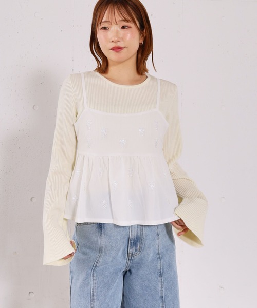 archives(アルシーヴ)の「ビーズ刺繍ペプラムビスチェ×リブニットプルオーバーSET(アンサンブル・レディース・ベージュ/グレー/アイボリー/ブラック・MEDIUM)」の22枚目の写真