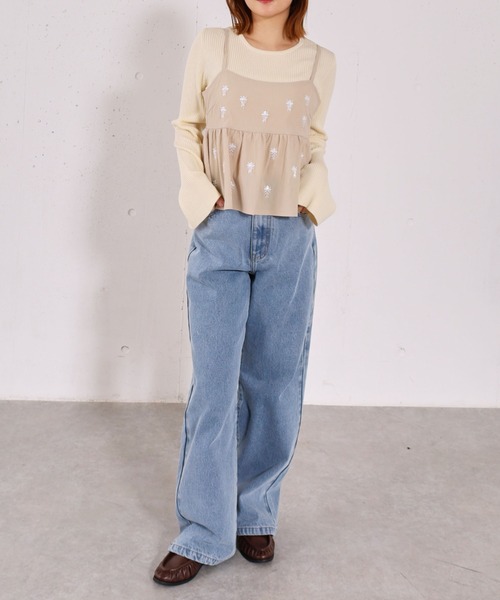 archives(アルシーヴ)の「ビーズ刺繍ペプラムビスチェ×リブニットプルオーバーSET(アンサンブル・レディース・ベージュ/グレー/アイボリー/ブラック・MEDIUM)」の12枚目の写真