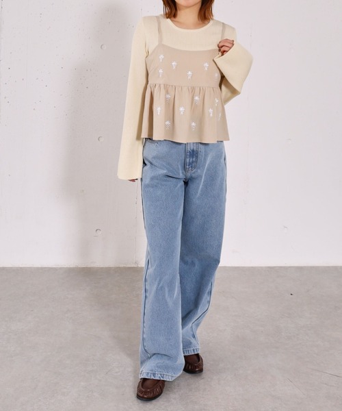 archives(アルシーヴ)の「ビーズ刺繍ペプラムビスチェ×リブニットプルオーバーSET(アンサンブル・レディース・ベージュ/グレー/アイボリー/ブラック・MEDIUM)」の11枚目の写真