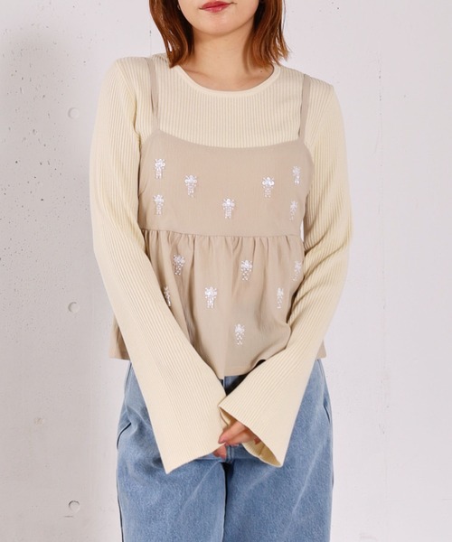 archives(アルシーヴ)の「ビーズ刺繍ペプラムビスチェ×リブニットプルオーバーSET(アンサンブル・レディース・ベージュ/グレー/アイボリー/ブラック・MEDIUM)」の8枚目の写真