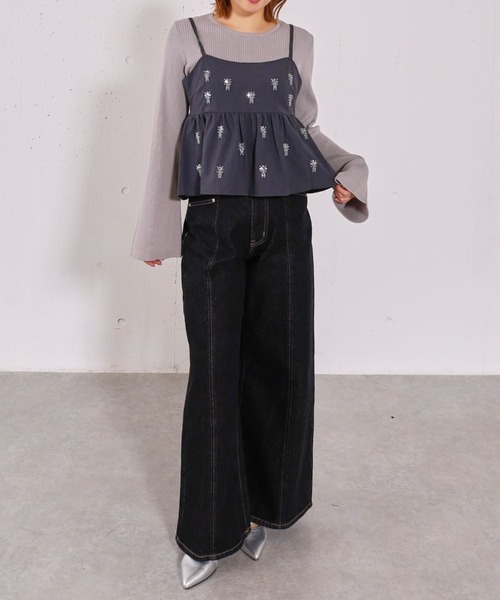 archives(アルシーヴ)の「ビーズ刺繍ペプラムビスチェ×リブニットプルオーバーSET(アンサンブル・レディース・ベージュ/グレー/アイボリー/ブラック・MEDIUM)」の19枚目の写真