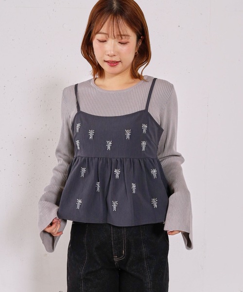 archives(アルシーヴ)の「ビーズ刺繍ペプラムビスチェ×リブニットプルオーバーSET(アンサンブル・レディース・ベージュ/グレー/アイボリー/ブラック・MEDIUM)」の14枚目の写真