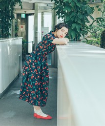 Dot＆Stripes CHILD WOMAN | チェリープリント プリーツ半袖シャツワンピース(ワンピース)