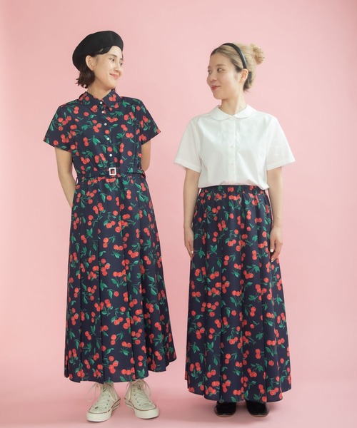 Dot&Stripes CHILD WOMAN(ドットアンドストライプス チャイルドウーマン)の「チェリープリント プリーツ半袖シャツワンピース(ワンピース・レディース・ネイビー/レッド・FREE)」の20枚目の写真