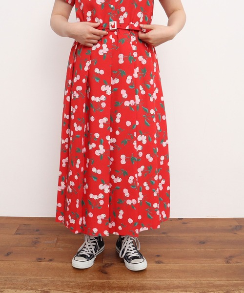 Dot&Stripes CHILD WOMAN(ドットアンドストライプス チャイルドウーマン)の「チェリープリント プリーツ半袖シャツワンピース(ワンピース・レディース・ネイビー/レッド・FREE)」の10枚目の写真
