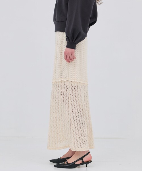 PUBLIC TOKYO（パブリックトウキョウ）の「【2026春新作】コットンレースマーメイドスカート・レースラップスカート（スカート・レディース・ブラック/ホワイト・1/2）」の21枚目の写真