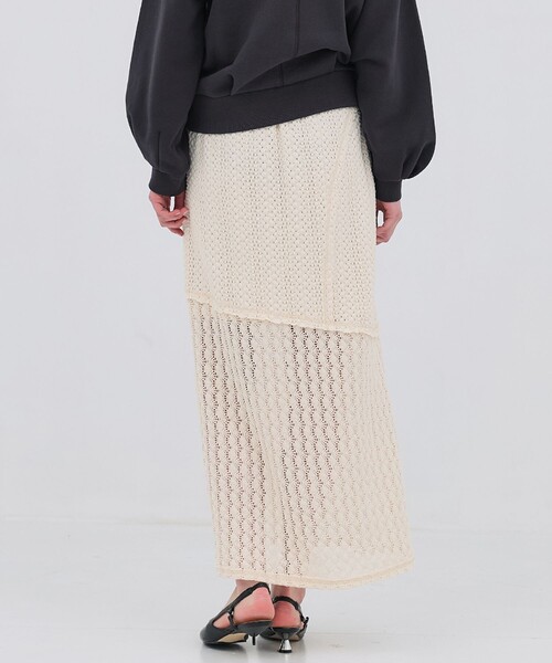 PUBLIC TOKYO（パブリックトウキョウ）の「【2026春新作】コットンレースマーメイドスカート・レースラップスカート（スカート・レディース・ブラック/ホワイト・1/2）」の20枚目の写真