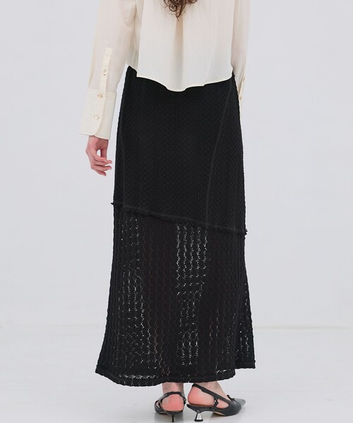 PUBLIC TOKYO（パブリックトウキョウ）の「【2026春新作】コットンレースマーメイドスカート・レースラップスカート（スカート・レディース・ブラック/ホワイト・1/2）」の17枚目の写真