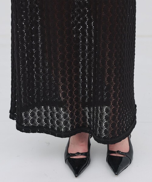 PUBLIC TOKYO（パブリックトウキョウ）の「【2026春新作】コットンレースマーメイドスカート・レースラップスカート（スカート・レディース・ブラック/ホワイト・1/2）」の10枚目の写真