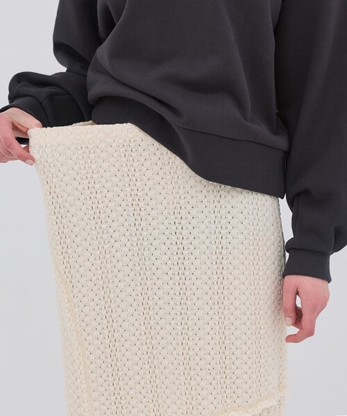 PUBLIC TOKYO（パブリックトウキョウ）の「【2026春新作】コットンレースマーメイドスカート・レースラップスカート（スカート・レディース・ブラック/ホワイト・1/2）」の6枚目の写真