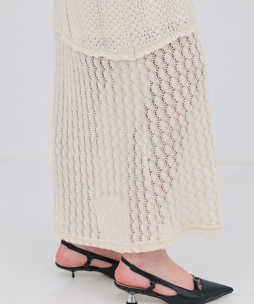 PUBLIC TOKYO（パブリックトウキョウ）の「【2026春新作】コットンレースマーメイドスカート・レースラップスカート（スカート・レディース・ブラック/ホワイト・1/2）」の4枚目の写真