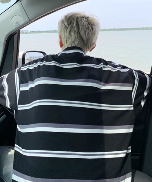 WESTBOY(ウエストボーイ)の「ボーダー オーバーサイズ ロングスリーブTシャツ WO26S2TP05(Tシャツ/カットソー・メンズ・ブラック/ホワイト・L/M/XL)」の7枚目の写真