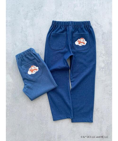 Samansa Mos2 Lagom(サマンサモスモスラーゴム)の「【おさるのジョージ】デニム風カットツイルパンツ(その他パンツ・キッズ・ブルー/ネイビー・95/120/110/100/130)」の1枚目の写真