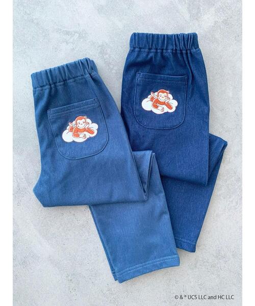 Samansa Mos2 Lagom(サマンサモスモスラーゴム)の「【おさるのジョージ】デニム風カットツイルパンツ(その他パンツ・キッズ・ブルー/ネイビー・95/120/110/100/130)」の3枚目の写真