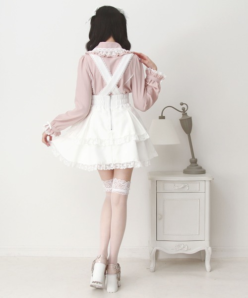 DearMyLove(ディアマイラブ)の「サス付きハートバックルレースアップリボンスカート(スカート・レディース・ホワイト/ブラック・3L/LARGE/MEDIUM)」の5枚目の写真