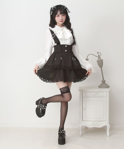 DearMyLove(ディアマイラブ)の「サス付きハートバックルレースアップリボンスカート(スカート・レディース・ホワイト/ブラック・3L/LARGE/MEDIUM)」の10枚目の写真