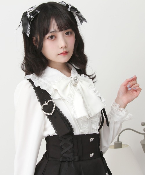 DearMyLove(ディアマイラブ)の「サス付きハートバックルレースアップリボンスカート(スカート・レディース・ホワイト/ブラック・3L/LARGE/MEDIUM)」の12枚目の写真