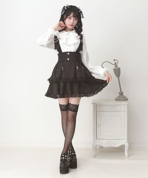 DearMyLove(ディアマイラブ)の「サス付きハートバックルレースアップリボンスカート(スカート・レディース・ホワイト/ブラック・3L/LARGE/MEDIUM)」の14枚目の写真