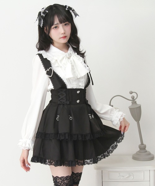 DearMyLove(ディアマイラブ)の「サス付きハートバックルレースアップリボンスカート(スカート・レディース・ホワイト/ブラック・3L/LARGE/MEDIUM)」の15枚目の写真