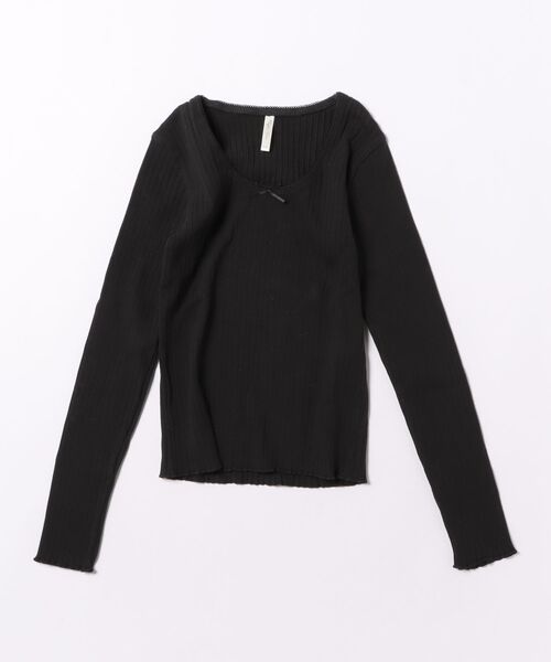 Rylee + Cru(ライリーアンドクルー)の「【Rylee + Cru】Ribbed Long Sleeve(Tシャツ/カットソー・キッズ・ブラック・8-9y)」の1枚目の写真