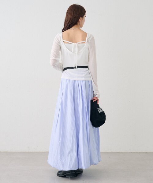 mystic（ミスティック）の「バックシャンロングTシャツ（Tシャツ/カットソー・レディース・オフホワイト/ブラック/ピンク・FREE）」の13枚目の写真