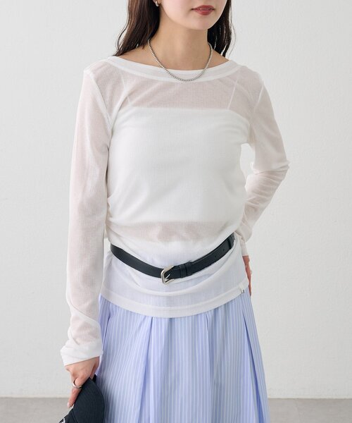 mystic（ミスティック）の「バックシャンロングTシャツ（Tシャツ/カットソー・レディース・オフホワイト/ブラック/ピンク・FREE）」の15枚目の写真